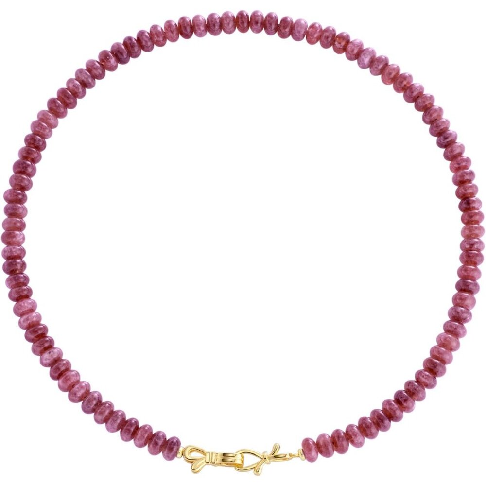 Gold Clasp Pink Beaded Necklace